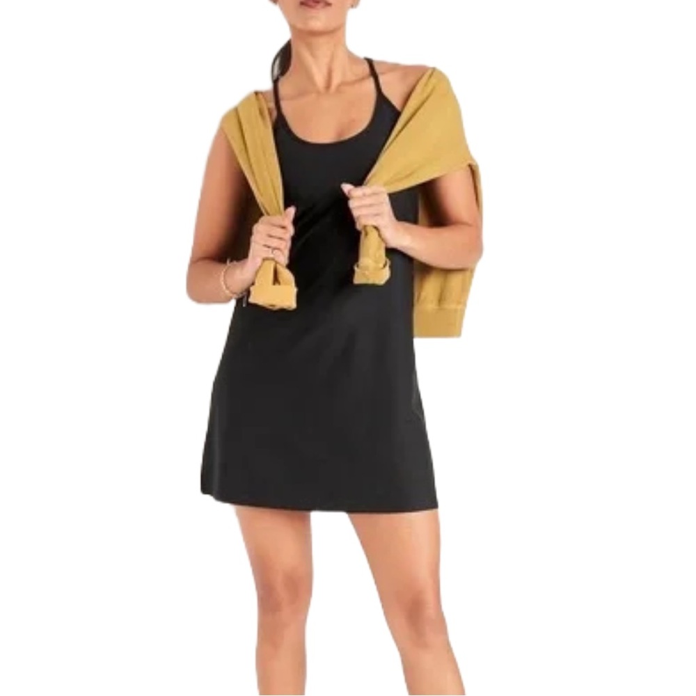 Old Navy Black Mini Dress with Mustard Accent